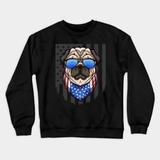 Patriotic Pug Bandana American Flag USA 4th Of July Dog Gift Crewneck Sweatshirt